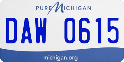 MI license plate DAW0615