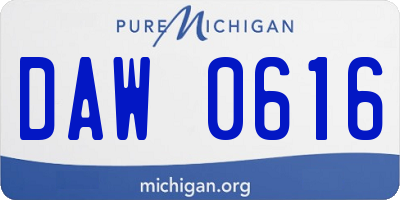 MI license plate DAW0616