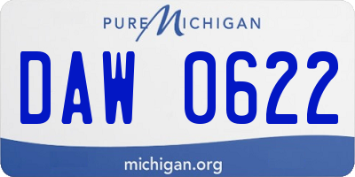 MI license plate DAW0622