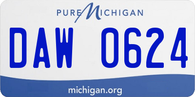 MI license plate DAW0624