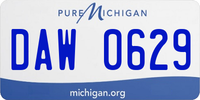 MI license plate DAW0629