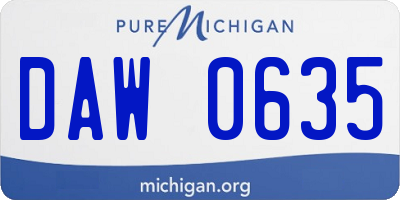 MI license plate DAW0635