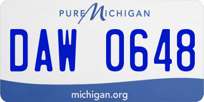 MI license plate DAW0648