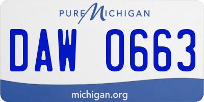 MI license plate DAW0663