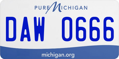 MI license plate DAW0666