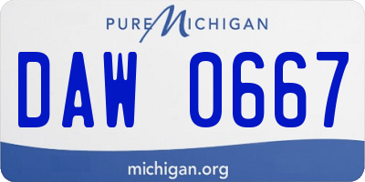 MI license plate DAW0667