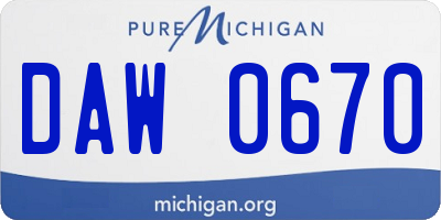 MI license plate DAW0670