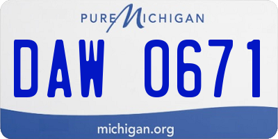 MI license plate DAW0671