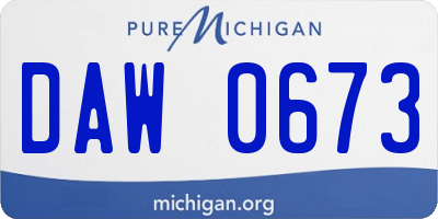 MI license plate DAW0673