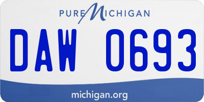 MI license plate DAW0693