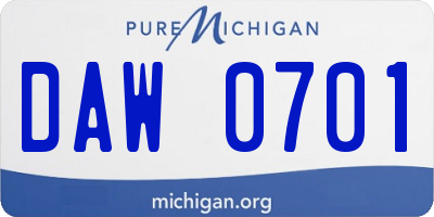 MI license plate DAW0701