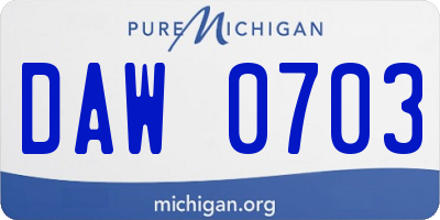 MI license plate DAW0703