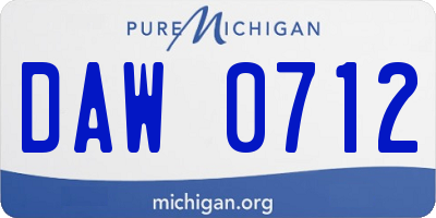 MI license plate DAW0712