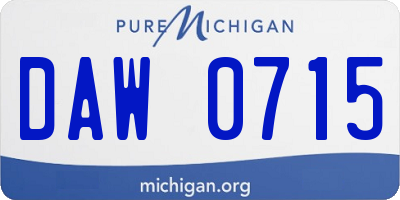MI license plate DAW0715