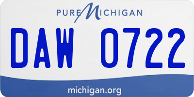 MI license plate DAW0722
