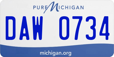 MI license plate DAW0734