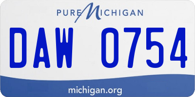 MI license plate DAW0754
