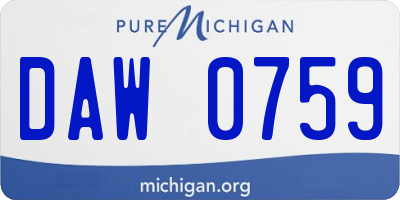 MI license plate DAW0759