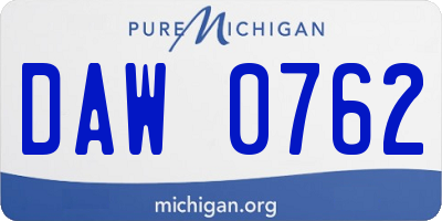 MI license plate DAW0762
