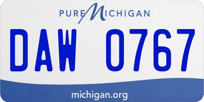 MI license plate DAW0767