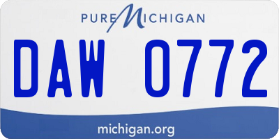 MI license plate DAW0772