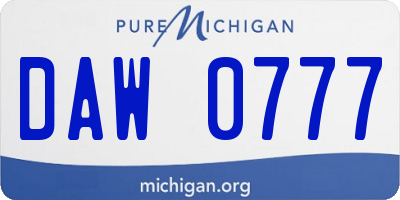 MI license plate DAW0777