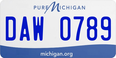 MI license plate DAW0789