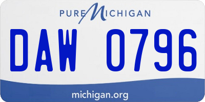 MI license plate DAW0796