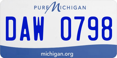 MI license plate DAW0798