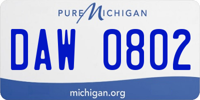 MI license plate DAW0802