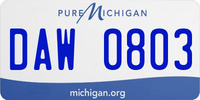 MI license plate DAW0803