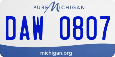 MI license plate DAW0807