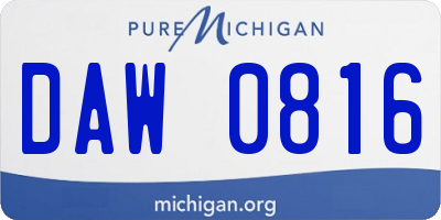 MI license plate DAW0816