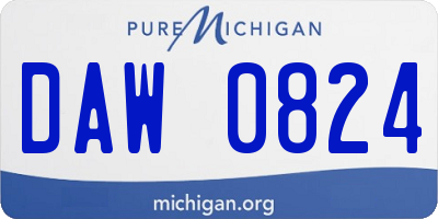 MI license plate DAW0824