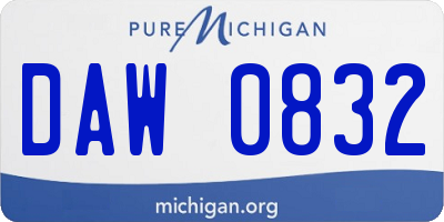 MI license plate DAW0832