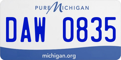 MI license plate DAW0835