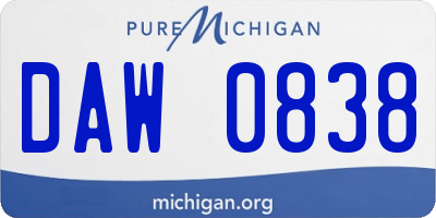 MI license plate DAW0838