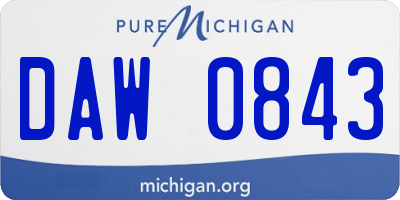 MI license plate DAW0843