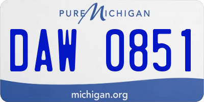 MI license plate DAW0851
