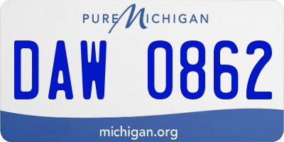 MI license plate DAW0862