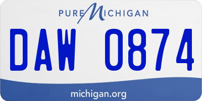 MI license plate DAW0874