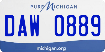 MI license plate DAW0889
