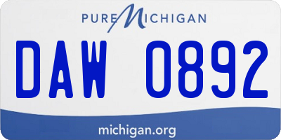 MI license plate DAW0892