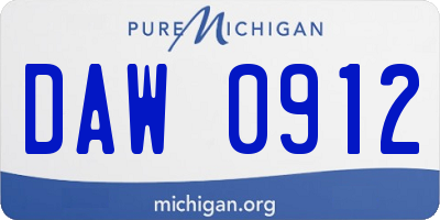 MI license plate DAW0912