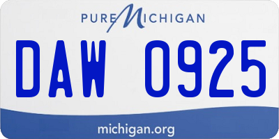 MI license plate DAW0925