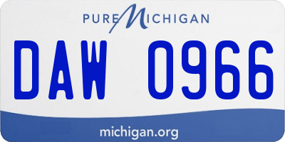 MI license plate DAW0966