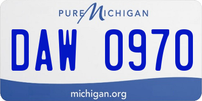 MI license plate DAW0970