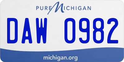 MI license plate DAW0982