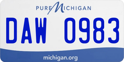 MI license plate DAW0983