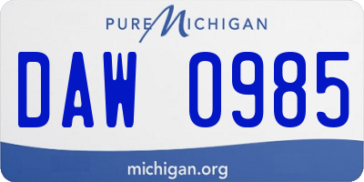 MI license plate DAW0985